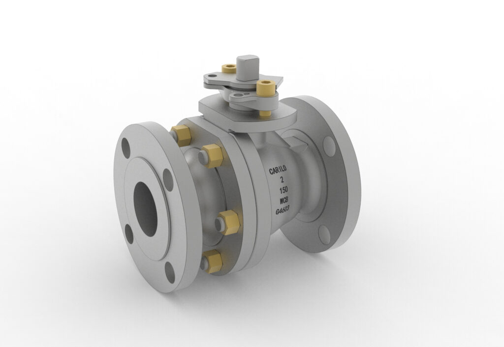 CARILO cast floating ball valve, 2 inch Class 150, bolted bonnet cast body
